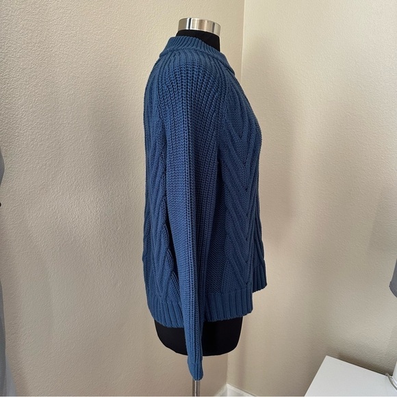 J. Crew Cable-knit mockneck Cotton Pullover Oversized sweater Ultramarine Size S - Picture 4 of 12